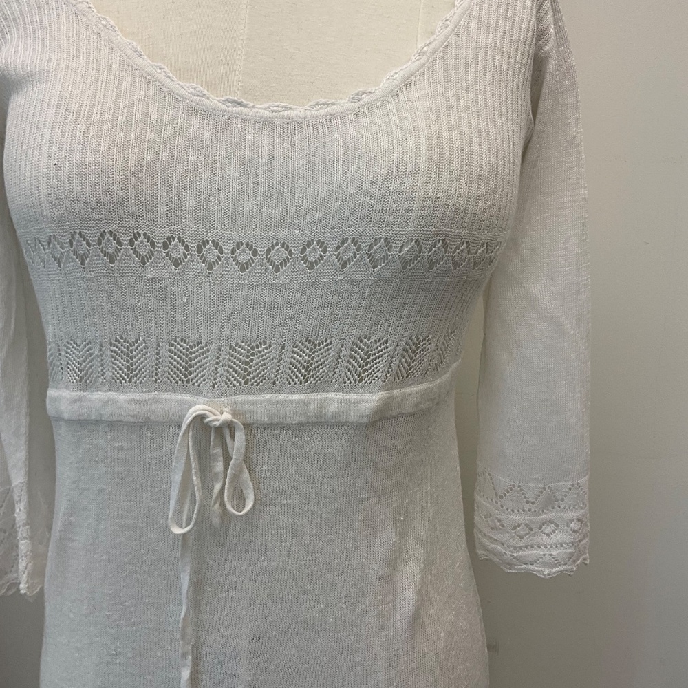 🖤 Stewart+Brown Organic Linen Knit Dress – White, Small 🖤 - Picture 2 of 4